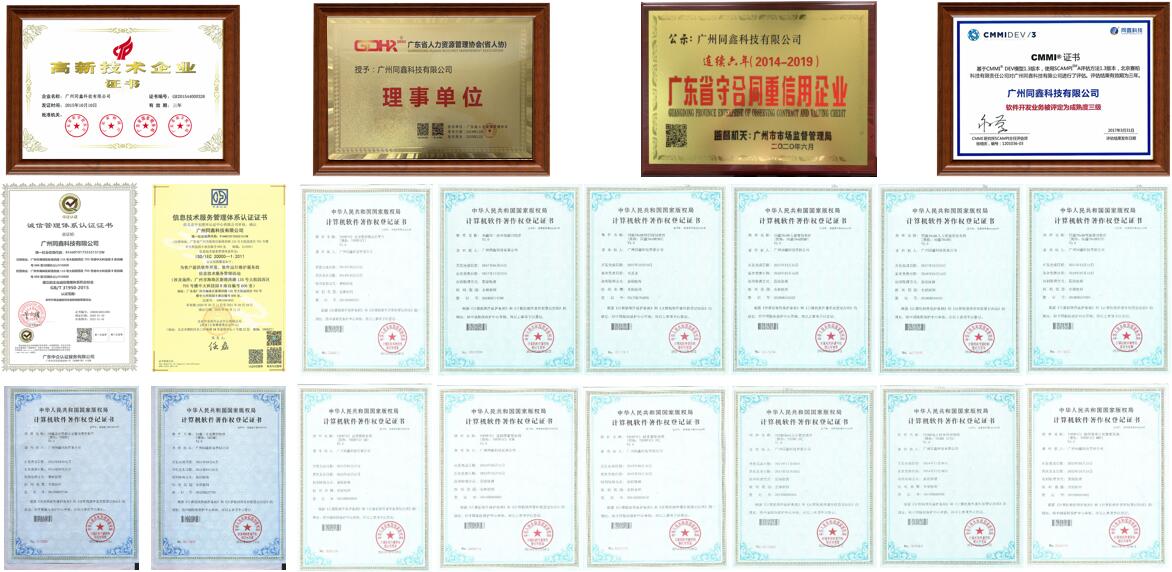 同鑫HR系統資質榮譽 同鑫HR系統資質榮譽